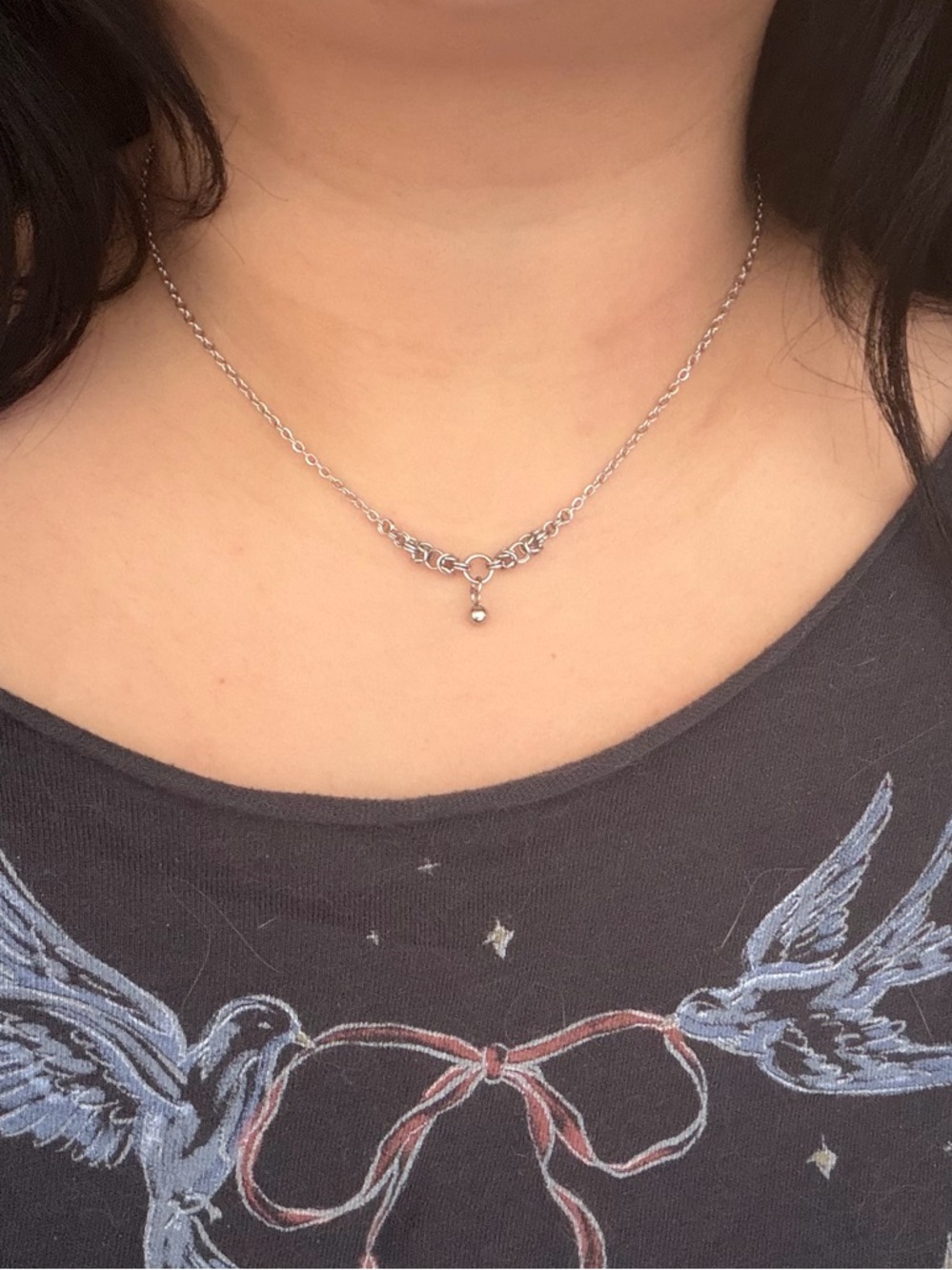 Dainty Drop Ball Charm Necklace Chain Maille